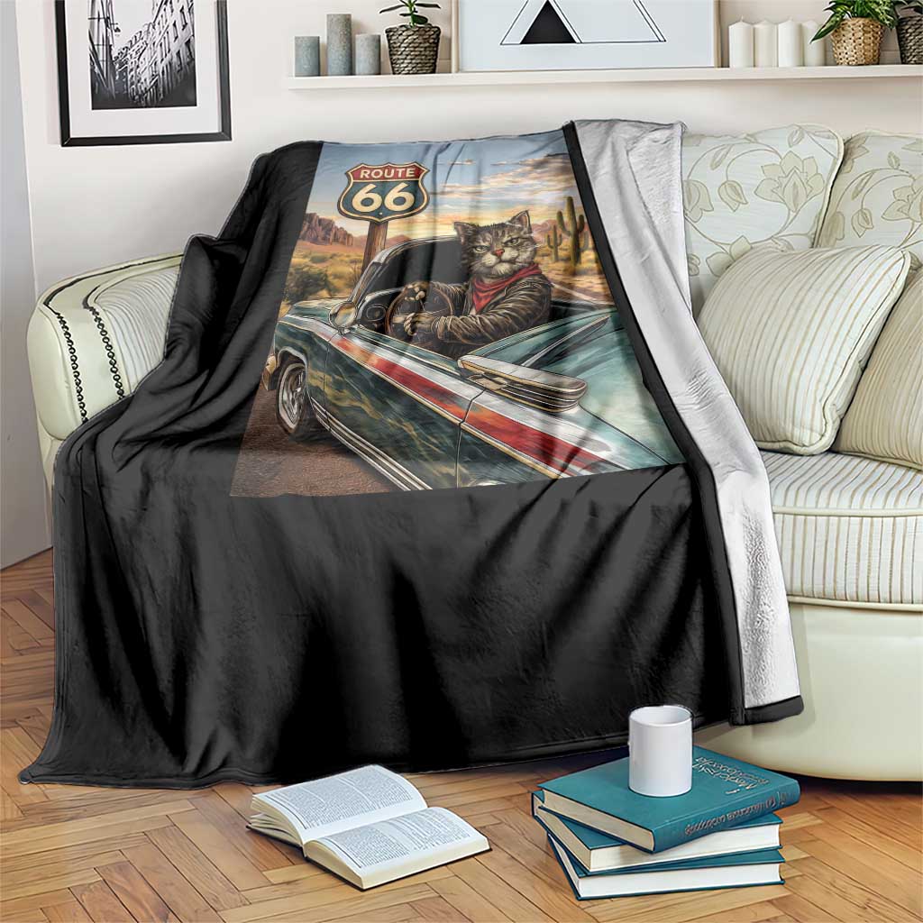 Funny Route Highway 66 Cat Lover Throw Blanket Mother Road Travel Gift TS12 Print Your Wear