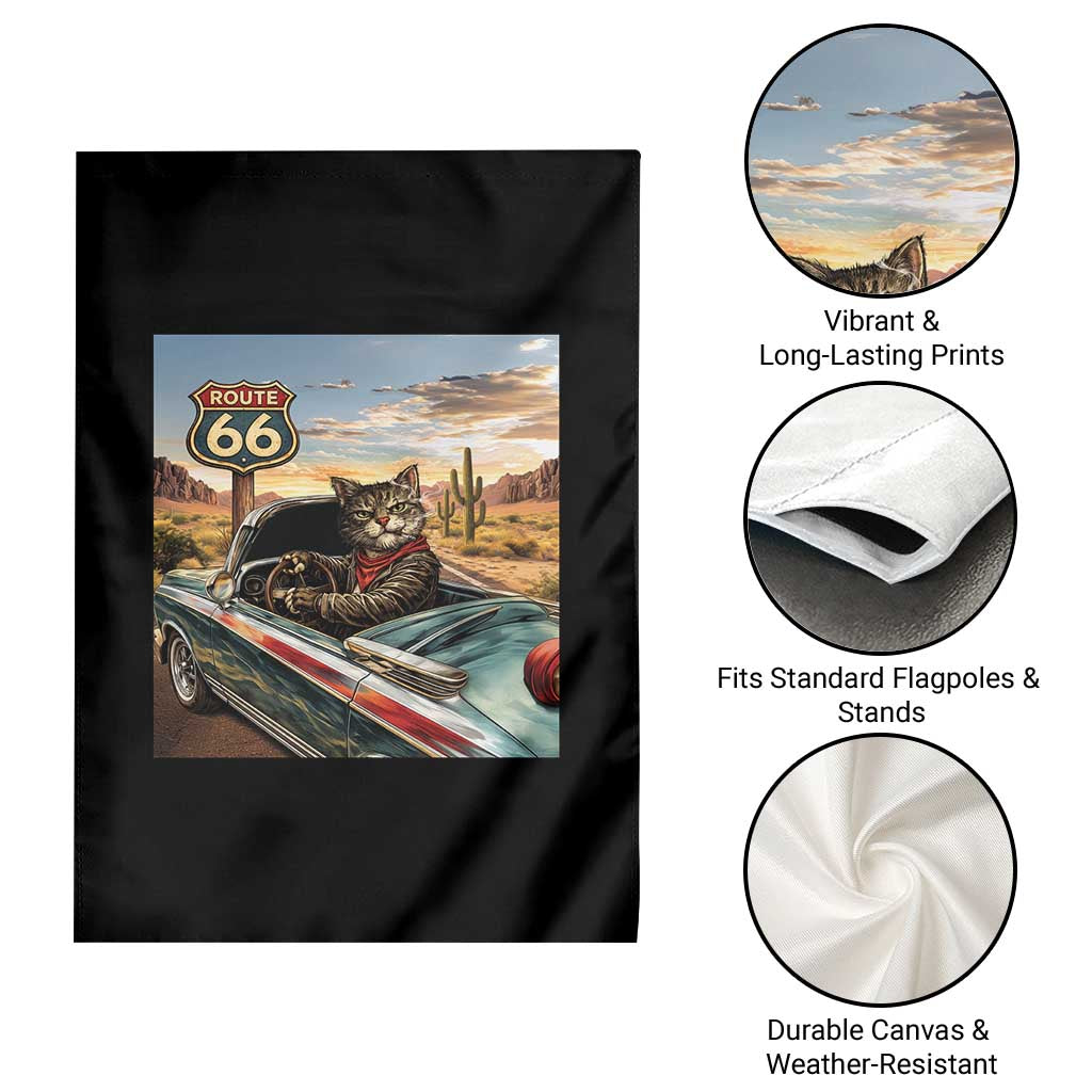 Funny Route Highway 66 Cat Lover Garden Flag Mother Road Travel Gift TS12 Print Your Wear