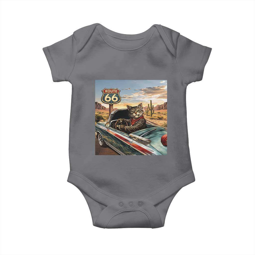 Funny Route Highway 66 Cat Lover Baby Onesie Mother Road Travel Gift TS12 Charcoal Print Your Wear