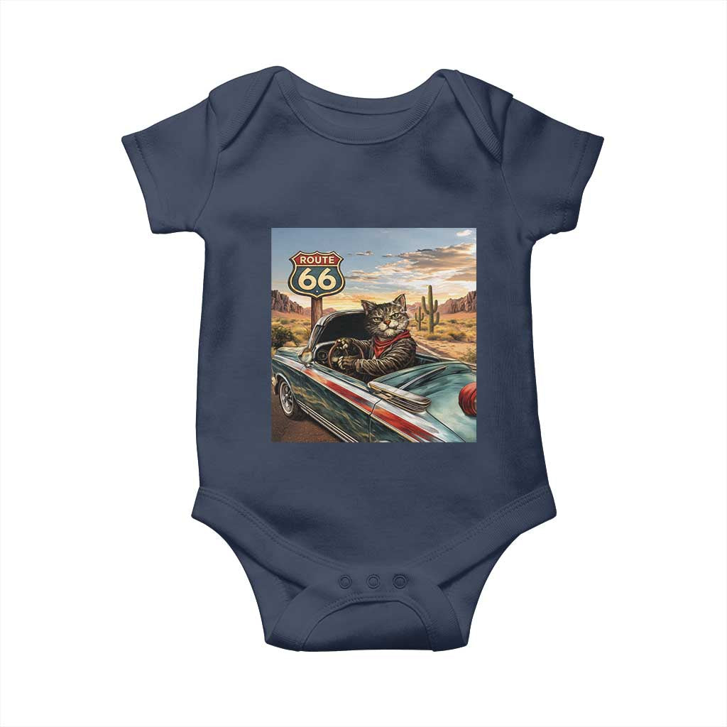Funny Route Highway 66 Cat Lover Baby Onesie Mother Road Travel Gift TS12 Navy Print Your Wear