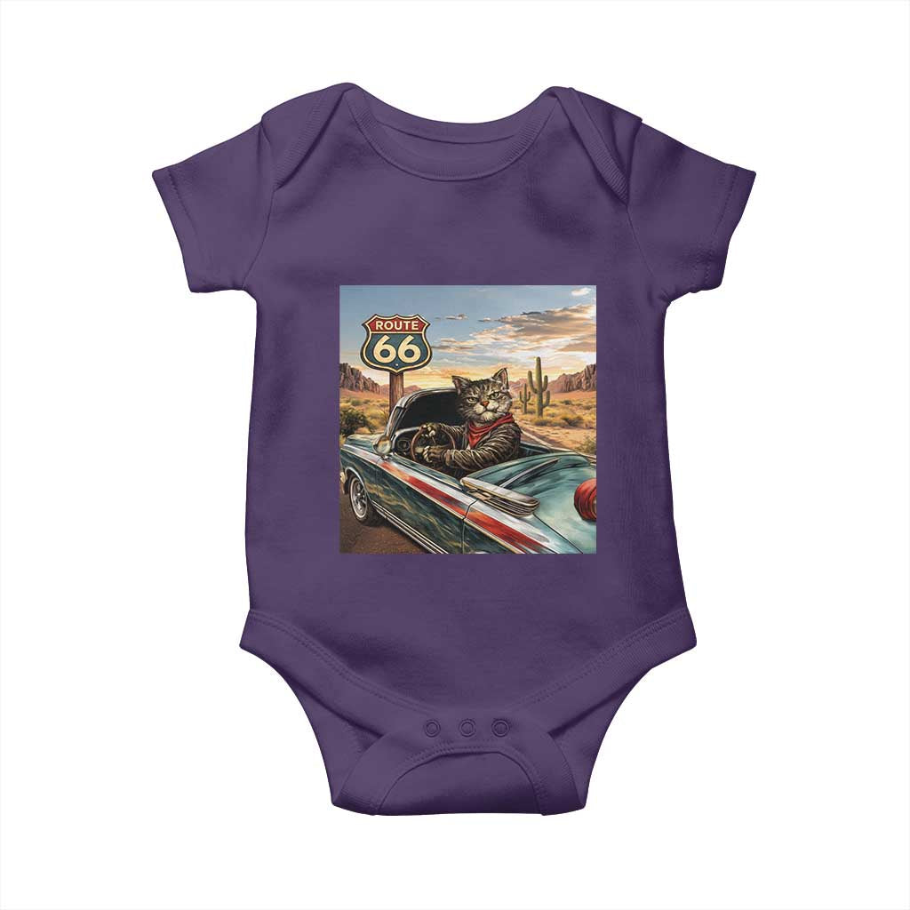 Funny Route Highway 66 Cat Lover Baby Onesie Mother Road Travel Gift TS12 Purple Print Your Wear