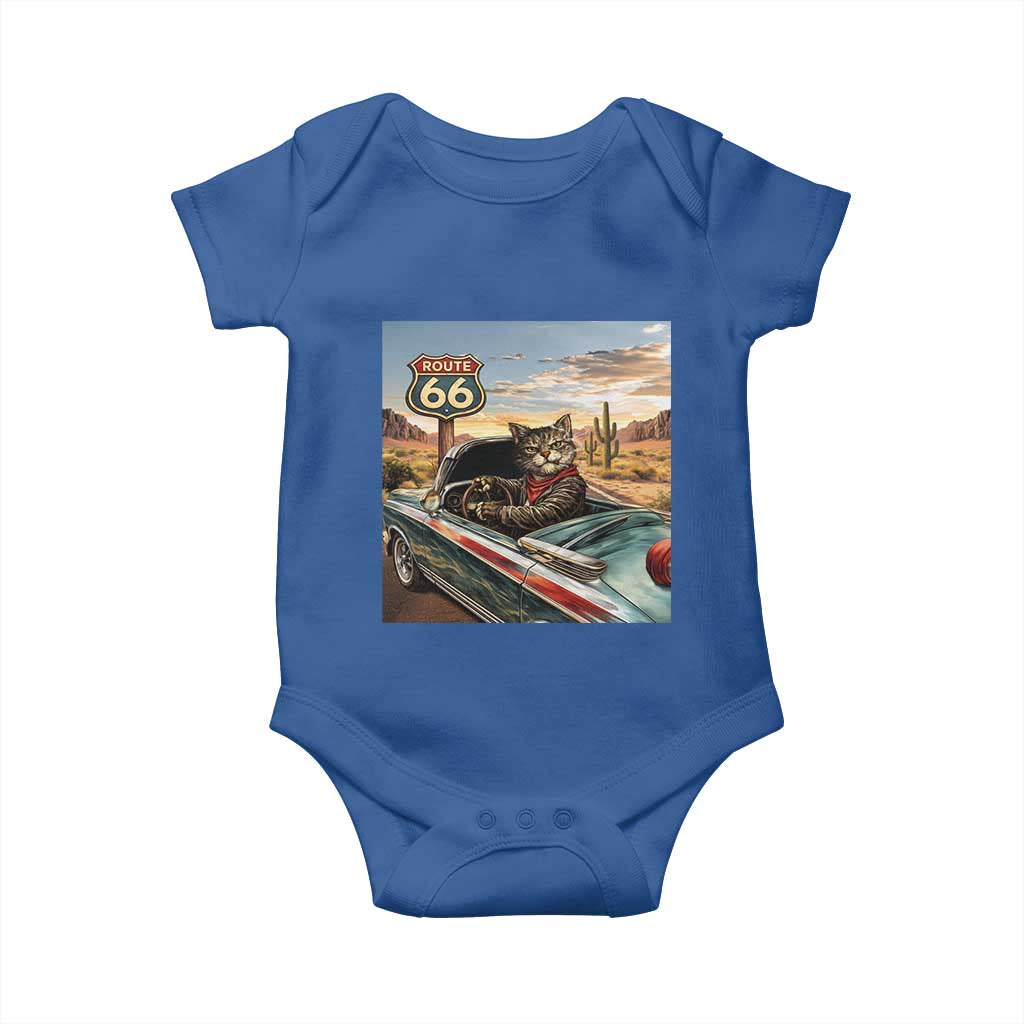 Funny Route Highway 66 Cat Lover Baby Onesie Mother Road Travel Gift TS12 Royal Blue Print Your Wear