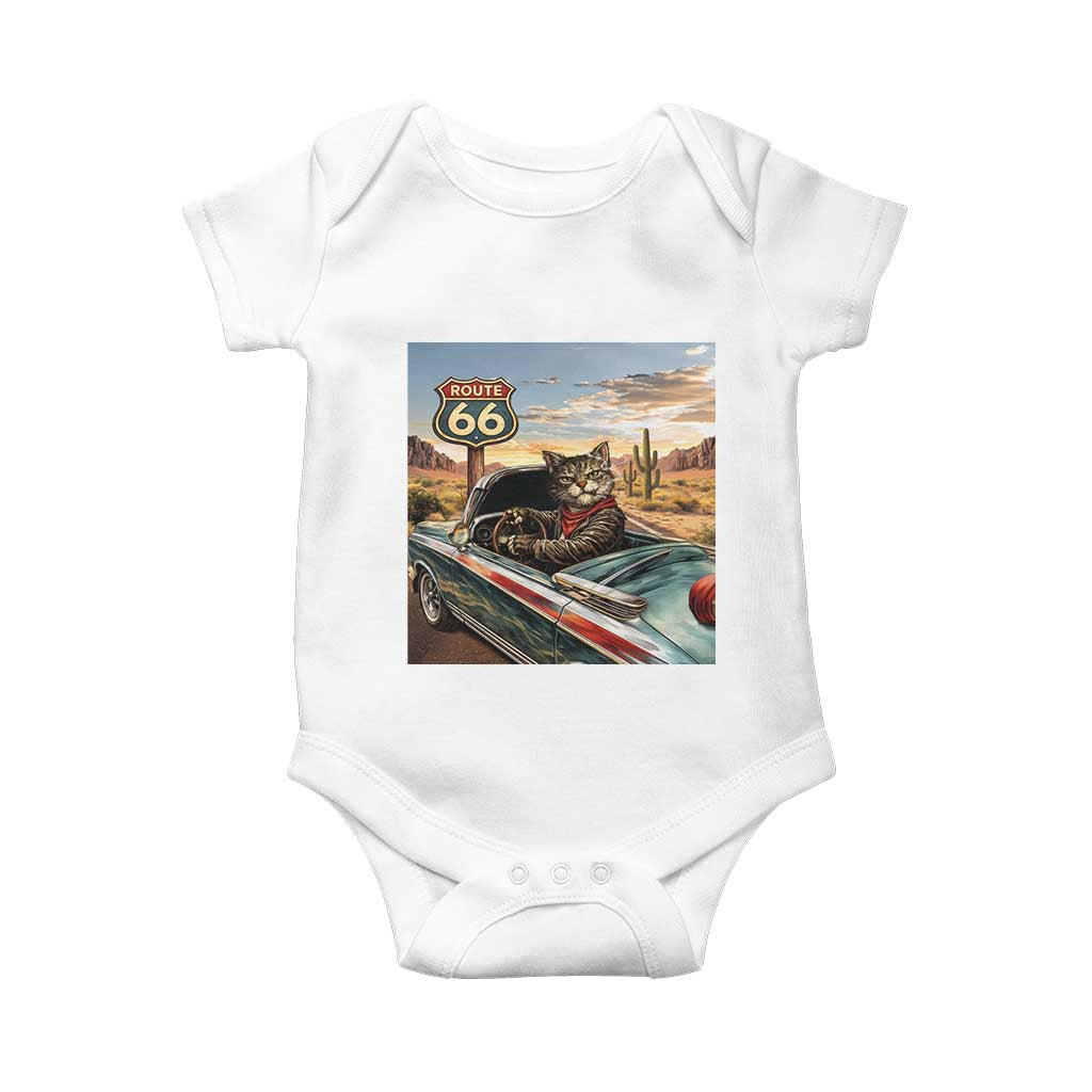 Funny Route Highway 66 Cat Lover Baby Onesie Mother Road Travel Gift TS12 White Print Your Wear