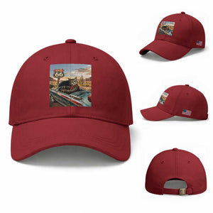 Funny Route Highway 66 Cat Lover Baseball Cap Mother Road Travel Gift TS12 Baseball Cap Universal Fit Cherry Red Print Your Wear