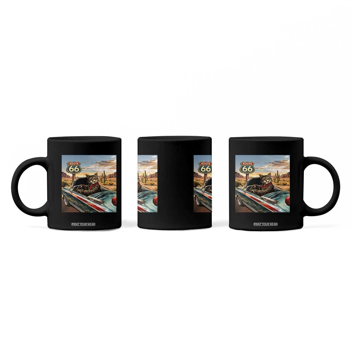 Funny Route Highway 66 Cat Lover Coffee Mug Mother Road Travel Gift TS12 Print Your Wear