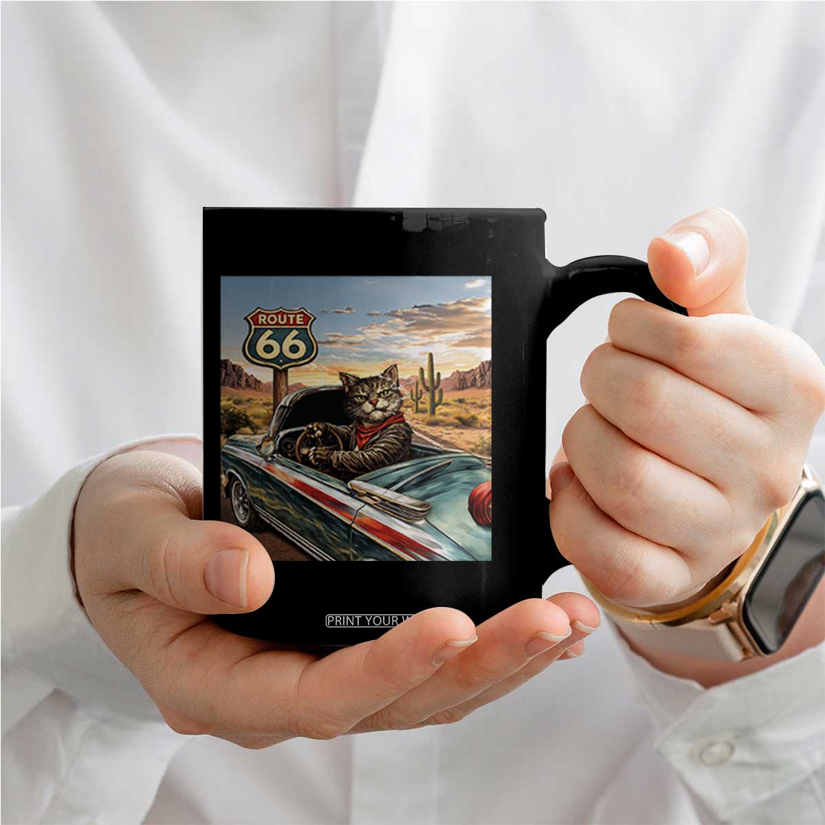 Funny Route Highway 66 Cat Lover Coffee Mug Mother Road Travel Gift TS12 Print Your Wear