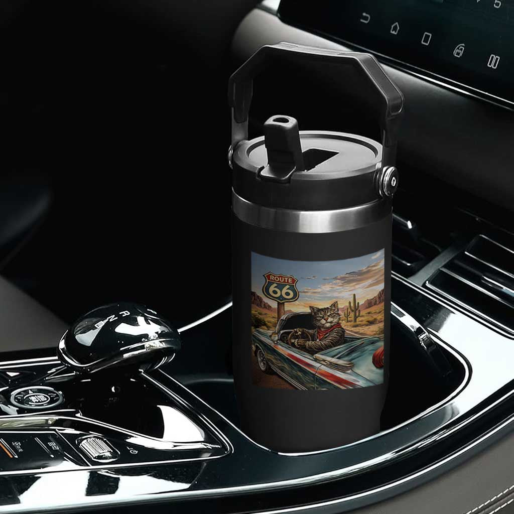 Funny Route Highway 66 Cat Lover Flip Straw Tumbler Mother Road Travel Gift TS12 Print Your Wear