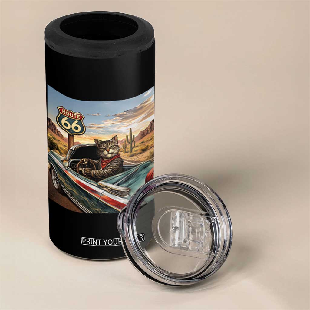 Funny Route Highway 66 Cat Lover 4 in 1 Can Cooler Tumbler Mother Road Travel Gift TS12 Print Your Wear