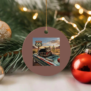 Funny Route Highway 66 Cat Lover Ceramic Ornament Mother Road Travel Gift TS12 1pc Mocha Print Your Wear