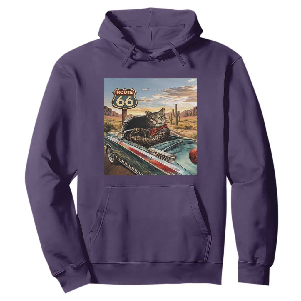 Funny Route Highway 66 Cat Lover Hoodie Mother Road Travel Gift TS12 Purple Print Your Wear