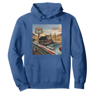 Funny Route Highway 66 Cat Lover Hoodie Mother Road Travel Gift TS12 Royal Blue Print Your Wear
