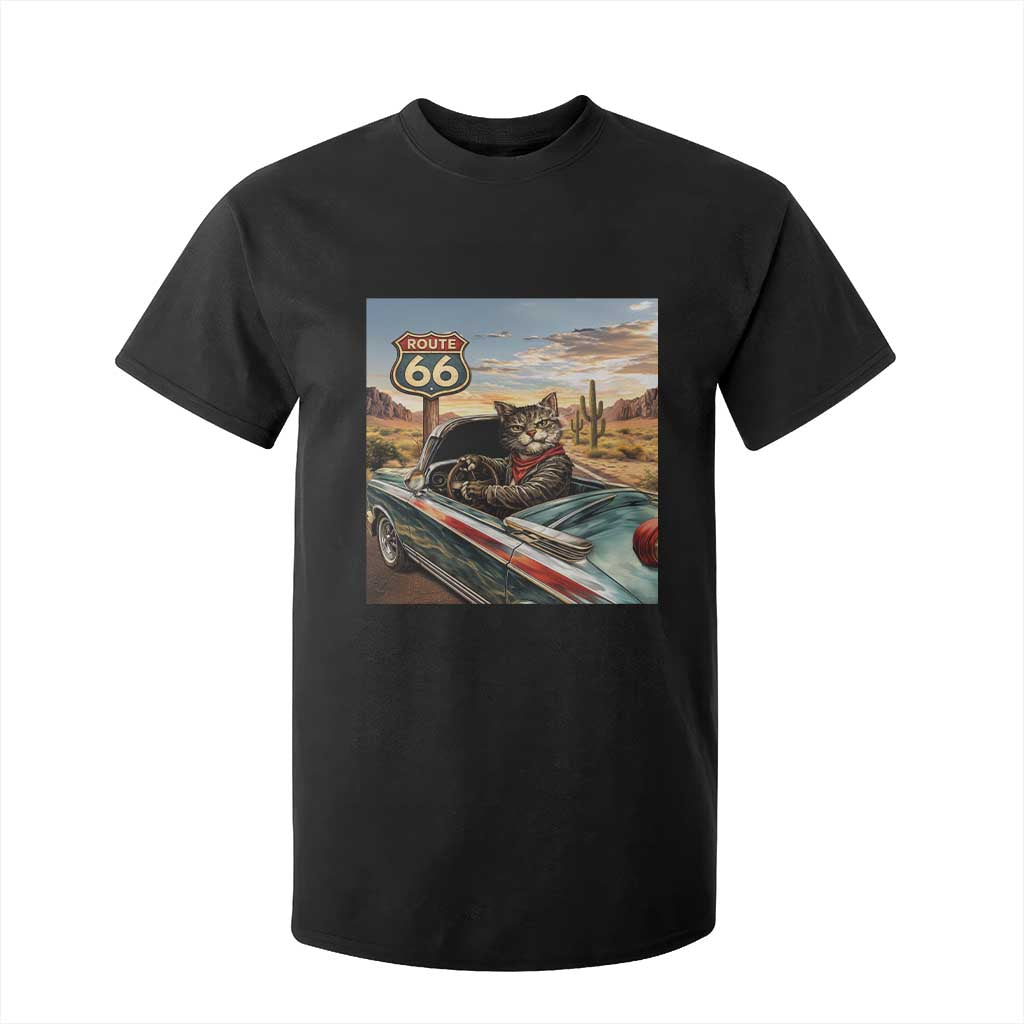 Funny Route Highway 66 Cat Lover T Shirt For Kid Mother Road Travel Gift TS12 Black Print Your Wear