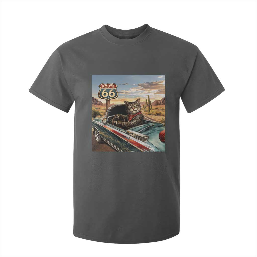 Funny Route Highway 66 Cat Lover T Shirt For Kid Mother Road Travel Gift TS12 Dark Heather Print Your Wear
