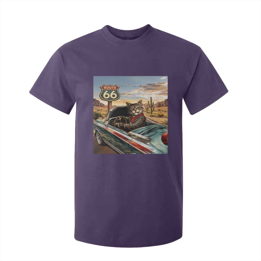 Funny Route Highway 66 Cat Lover T Shirt For Kid Mother Road Travel Gift TS12 Purple Print Your Wear