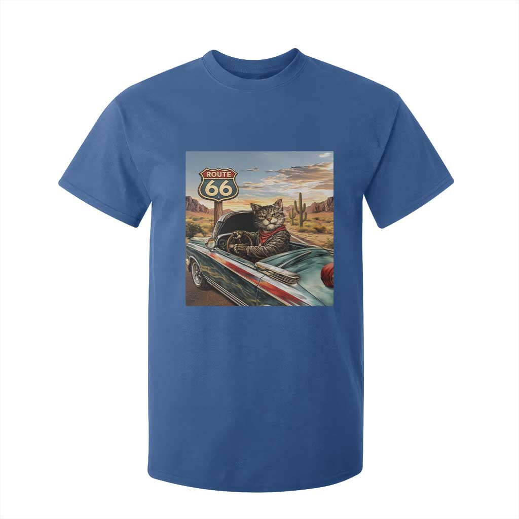 Funny Route Highway 66 Cat Lover T Shirt For Kid Mother Road Travel Gift TS12 Royal Blue Print Your Wear