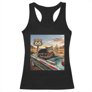 Funny Route Highway 66 Cat Lover Racerback Tank Top Mother Road Travel Gift TS12 Black Print Your Wear