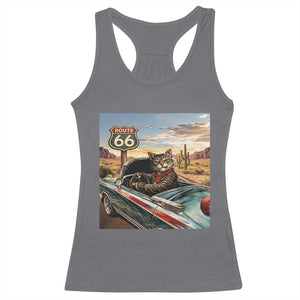 Funny Route Highway 66 Cat Lover Racerback Tank Top Mother Road Travel Gift TS12 Charcoal Print Your Wear