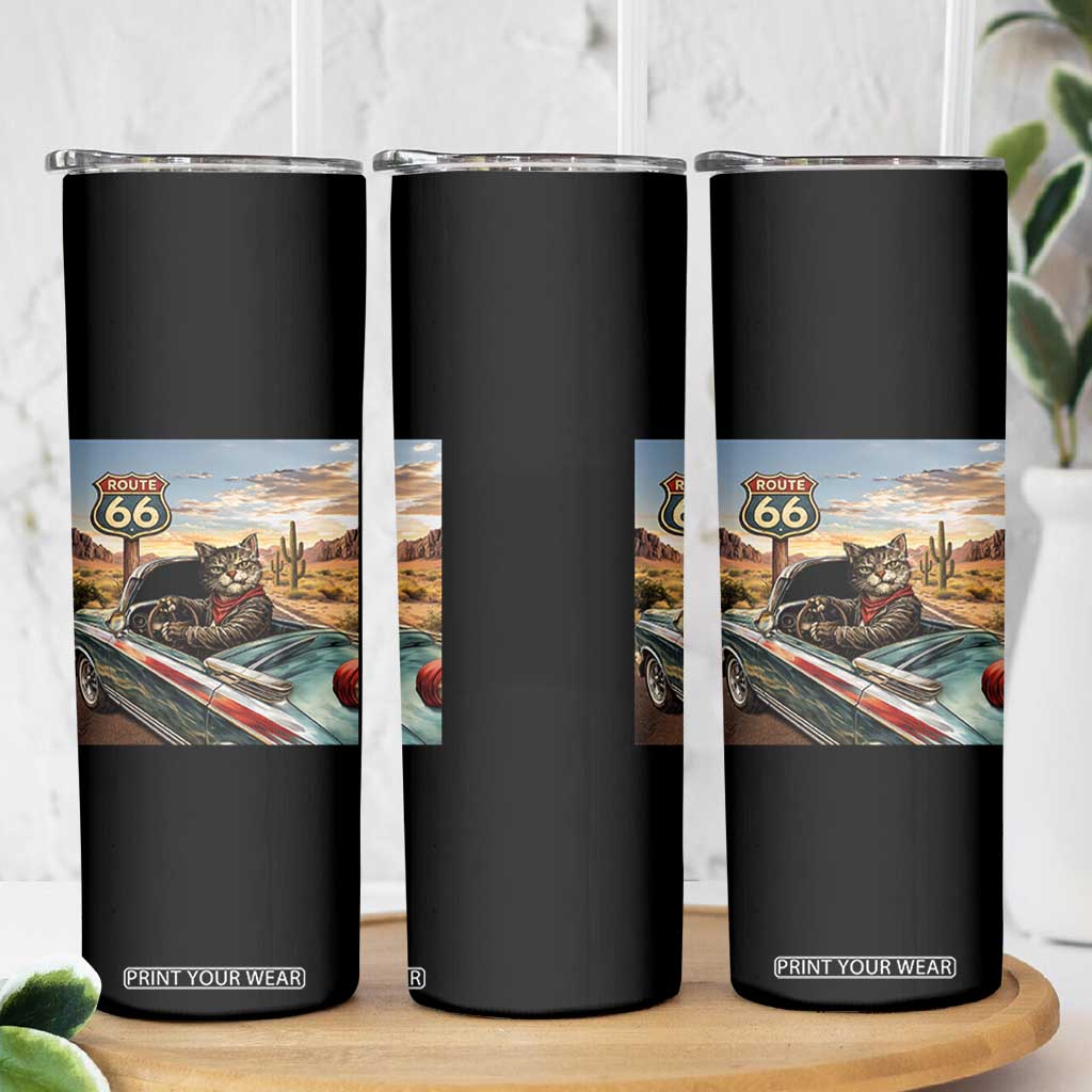 Funny Route Highway 66 Cat Lover Skinny Tumbler Mother Road Travel Gift TS12 Print Your Wear