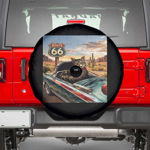 Funny Route Highway 66 Cat Lover Spare Tire Cover Mother Road Travel Gift TS12 Black Print Your Wear