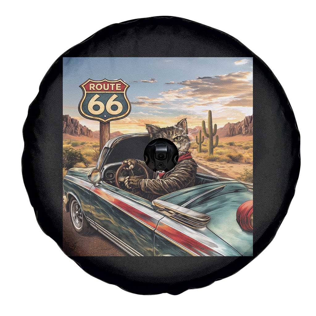 Funny Route Highway 66 Cat Lover Spare Tire Cover Mother Road Travel Gift TS12 Print Your Wear