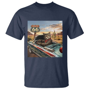 Funny Route Highway 66 Cat Lover T Shirt Mother Road Travel Gift TS12 Navy Print Your Wear