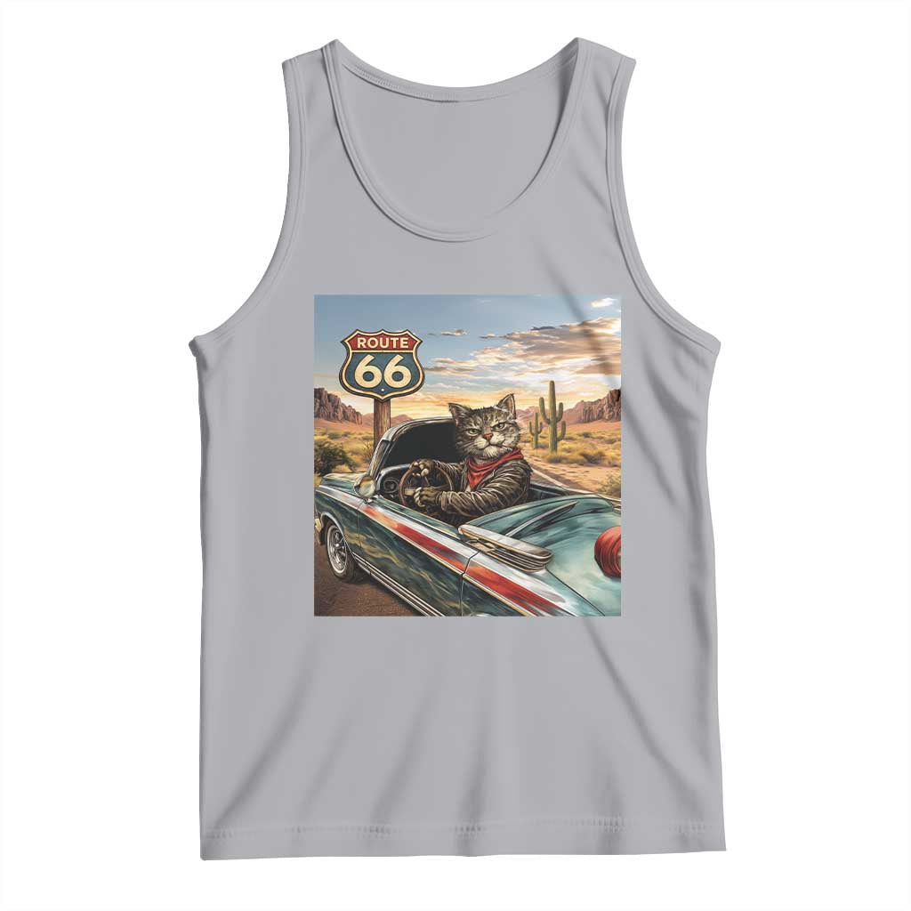 Funny Route Highway 66 Cat Lover Tank Top Mother Road Travel Gift TS12 Athletic Heather Print Your Wear