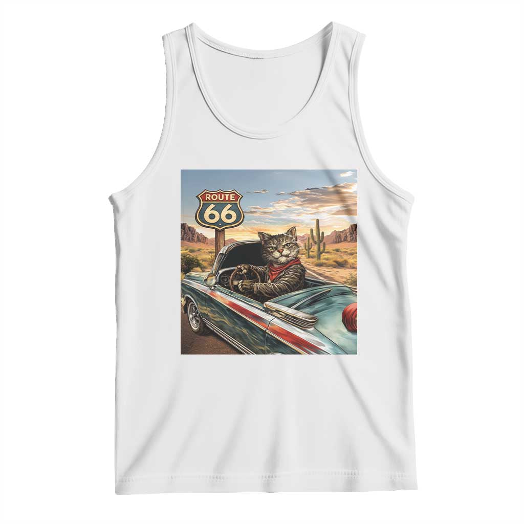 Funny Route Highway 66 Cat Lover Tank Top Mother Road Travel Gift TS12 White Print Your Wear