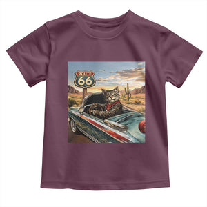 Funny Route Highway 66 Cat Lover Toddler T Shirt Mother Road Travel Gift TS12 Maroon Print Your Wear