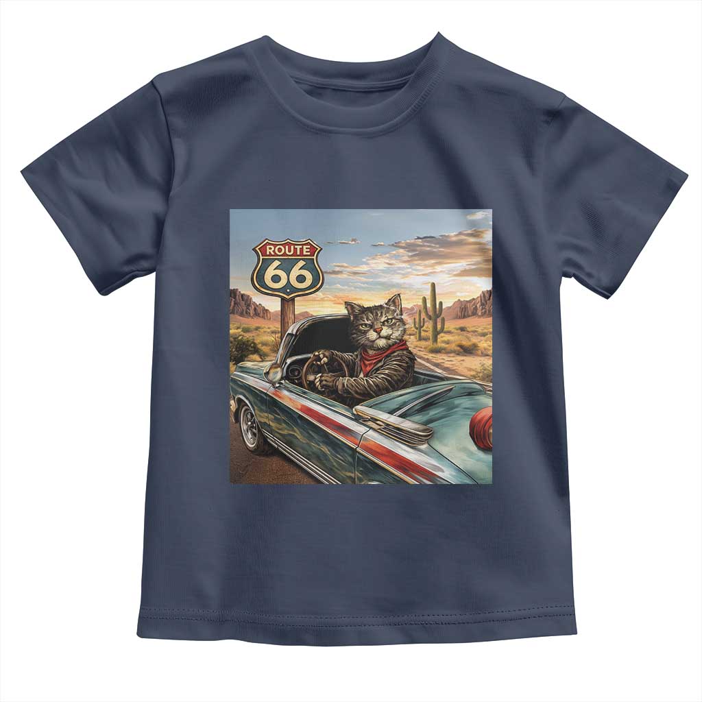 Funny Route Highway 66 Cat Lover Toddler T Shirt Mother Road Travel Gift TS12 Navy Print Your Wear