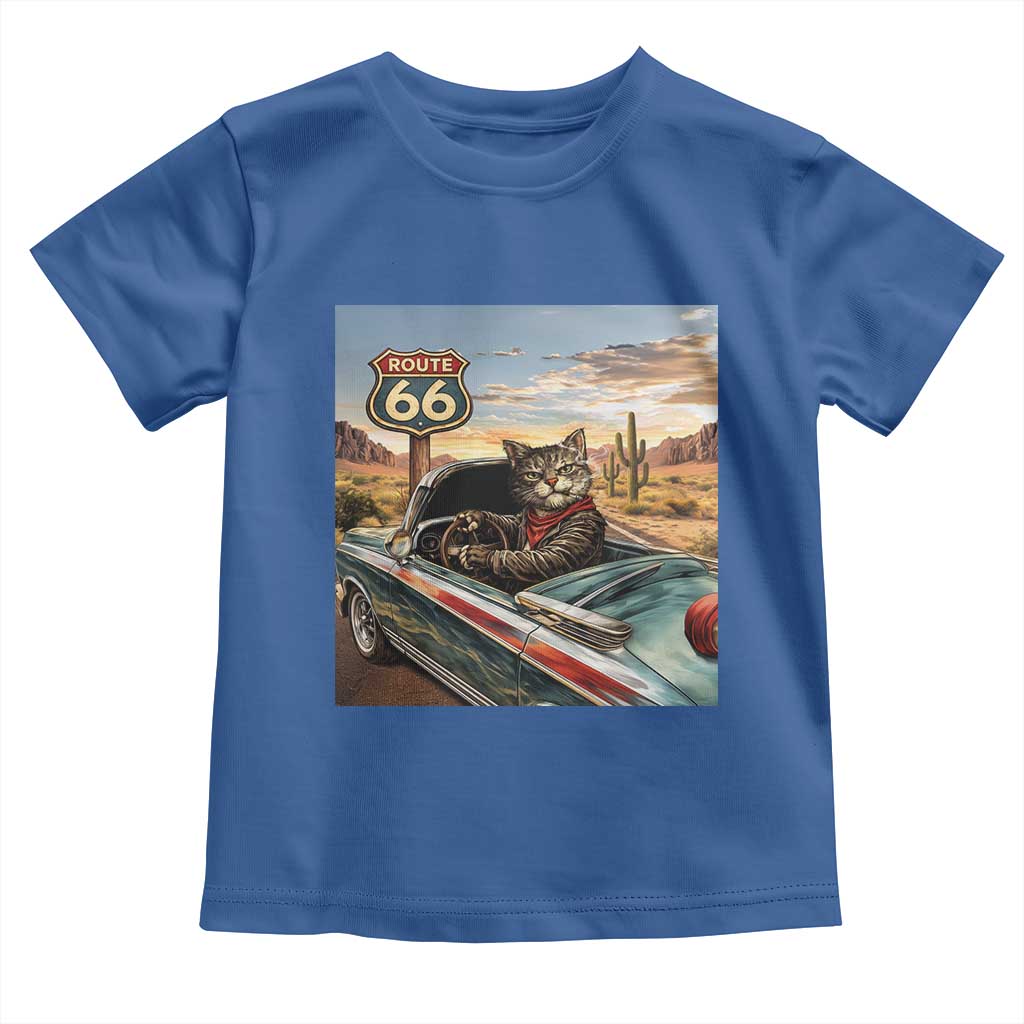 Funny Route Highway 66 Cat Lover Toddler T Shirt Mother Road Travel Gift TS12 Royal Blue Print Your Wear