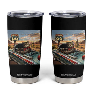 Funny Route Highway 66 Cat Lover Tumbler Cup Mother Road Travel Gift TS12 Black Print Your Wear