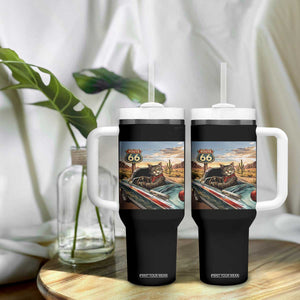 Funny Route Highway 66 Cat Lover Tumbler With Handle Mother Road Travel Gift TS12 Print Your Wear