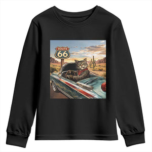 Funny Route Highway 66 Cat Lover Youth Sweatshirt Mother Road Travel Gift TS12 Black Print Your Wear