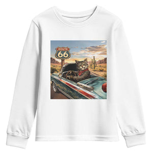 Funny Route Highway 66 Cat Lover Youth Sweatshirt Mother Road Travel Gift TS12 White Print Your Wear