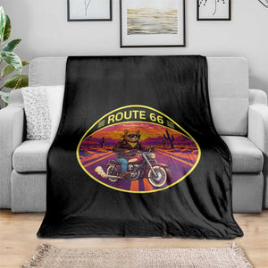 Route Highway 66 Motorcycle Cat Throw Blanket Open Road Adventure Neon TS12 Print Your Wear