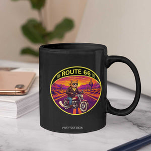 Route Highway 66 Motorcycle Cat Coffee Mug Open Road Adventure Neon TS12 Print Your Wear
