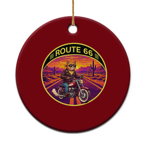 Route Highway 66 Motorcycle Cat Ceramic Ornament Open Road Adventure Neon TS12 1pc Red Print Your Wear