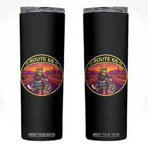 Route Highway 66 Motorcycle Cat Skinny Tumbler Open Road Adventure Neon TS12 Black Print Your Wear