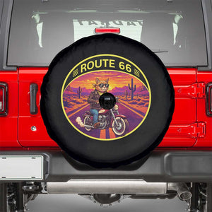 Route Highway 66 Motorcycle Cat Spare Tire Cover Open Road Adventure Neon TS12 Black Print Your Wear