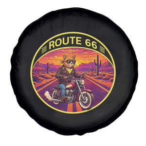 Route Highway 66 Motorcycle Cat Spare Tire Cover Open Road Adventure Neon TS12 Print Your Wear