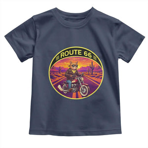 Route Highway 66 Motorcycle Cat Toddler T Shirt Open Road Adventure Neon TS12 Navy Print Your Wear