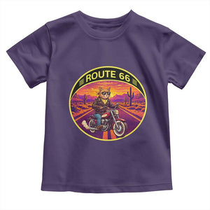 Route Highway 66 Motorcycle Cat Toddler T Shirt Open Road Adventure Neon TS12 Purple Print Your Wear