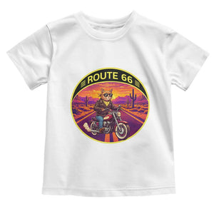 Route Highway 66 Motorcycle Cat Toddler T Shirt Open Road Adventure Neon TS12 White Print Your Wear