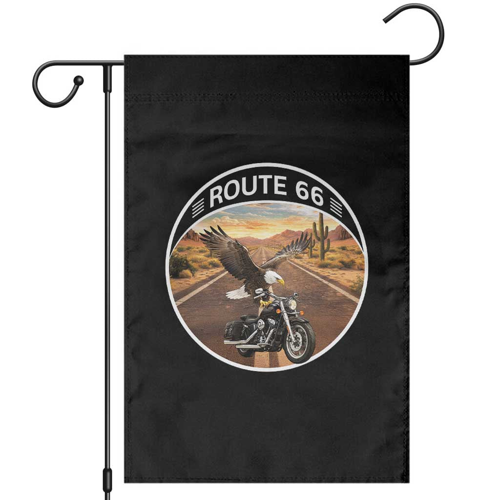 Route Highway 66 Motorcycle Eagle Garden Flag Americana Adventure TS12 Black Print Your Wear