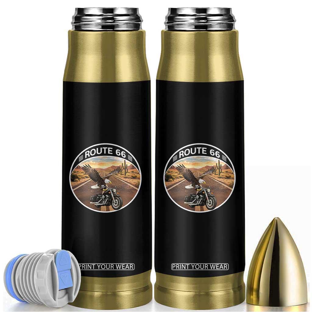 Route Highway 66 Motorcycle Eagle Bullet Tumbler Americana Adventure TS12 Black Print Your Wear