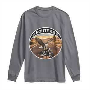 Route Highway 66 Motorcycle Eagle Long Sleeve Shirt Americana Adventure TS12 Charcoal Print Your Wear