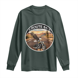 Route Highway 66 Motorcycle Eagle Long Sleeve Shirt Americana Adventure TS12 Dark Forest Green Print Your Wear