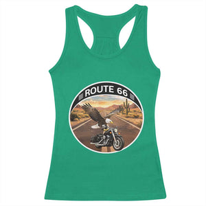 Route Highway 66 Motorcycle Eagle Racerback Tank Top Americana Adventure TS12 Irish Green Print Your Wear