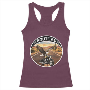 Route Highway 66 Motorcycle Eagle Racerback Tank Top Americana Adventure TS12 Maroon Print Your Wear