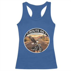 Route Highway 66 Motorcycle Eagle Racerback Tank Top Americana Adventure TS12 Royal Blue Print Your Wear